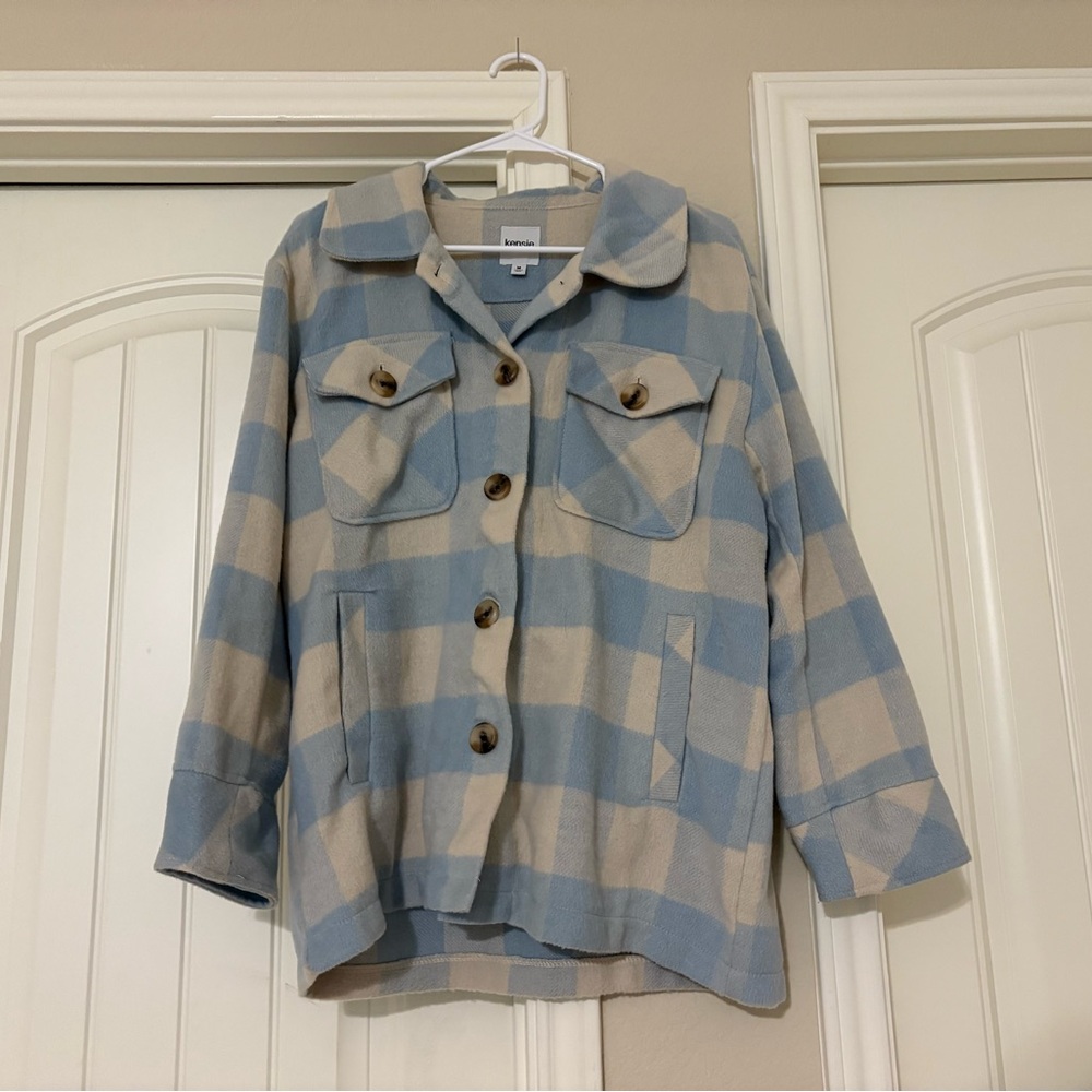 Blue and Cream Plaid Jacket